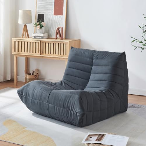 [en.casa] Bodensessel Kodsø Bodenstuhl mit Rückenlehne Lesesessel gepolstert Bodensofa 75 x 90 x 100 cm Relaxsessel Mikrofaser Schwarz