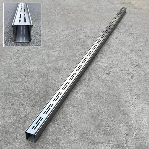 Outdoor Narrow Stainless Steel Channel Drain, Linear Rain Gutter Strainers for Yard Garden Farm Deck, Trench Drainawith Removable Grate/W3.5Cm*H3Cm