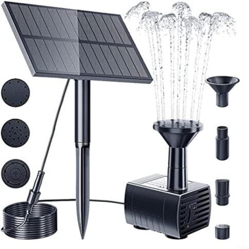 HOHOVYVY Solar Teichpumpe Für Außen,5W 5V Solarbrunnen Gartendekoration Mit Steckbarem Solarpanel 180L/h Wasserpumpe