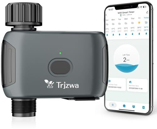 TRJZWA WIFI Bewässerungscomputer, Energiesparende Bewässerungsuhr mit Individuellen Bewässerungsprogrammen, Automatisches Bewässerungssystem für Rasen und Gärten mit Regenverzögerung