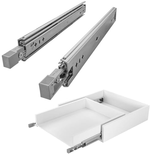 1 Paar SOTECH Schwerlastauszüge VarioSlide KV2-100-H53-L650-EH 650 mm | mit Lock-in/out Einrastfunktion mit grauem Hebel Schwerlast-Vollauszug belastbar bis 100 Kg
