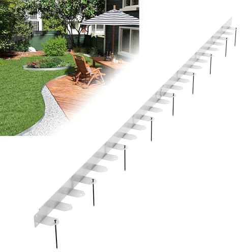 XMTECH Beeteinfassung 5m Silber, 100 x 10cm Rasenkante aus verzinktem Stahl, Flexible Beetumrandung & Mähkante Metall, wetterfest, ideal für Garten, Rasen & Wege (Länge 5m - Höhe 10cm)