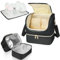 Jaffzora Portable Breast Pump Bag, Built-in Cooler & Ice Pack, Compatible with Willow/Elvie/Medela, Water-Resistant, Black