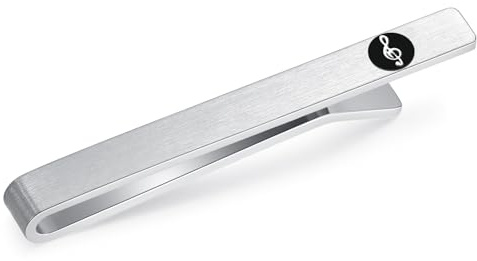 HONEY BEAR Musik Note Violinschlüssel Hochwertig Herren Krawattennadel Krawattenklammer Tie Clip aus,Silber gebürstet (Silber gebürstet)