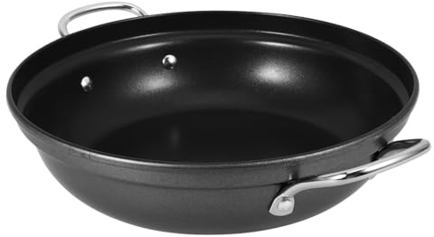 HIAKDOFT Iron Cooking Pot with Double Handles Large Capacity Kitchen Wok for Hot Pot Soup and Noodle Cooking Metal Pan for Home and Restaurant Use