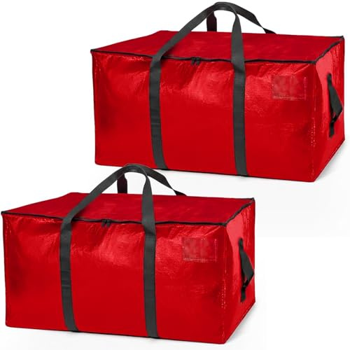 Heavy Duty Boxes Moving Bags and Storage Bags - Heavy Duty Moving Boxes with Reinforced Bottom & Wrap-Around Handles, Tear-Resistant Reusable Large Packing Bags for Home, College Dorm Red (2 Pack)