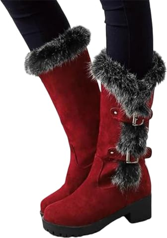 Generisch Slouch - Botines para mujer, elegantes, de ante para cowboy, botines de cuña, cómodos, informales, de otoño, de entretiempo, con cordones, O rojo., 40 EU
