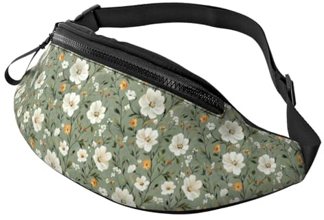 Crossbody-Bauchtasche für Damen und Herren, weiße Blumen, 1 Druck, Laufgürteltasche, Reisegürteltasche für Damen und Herren