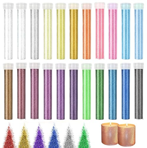 22 Farben Glitzer Basteln Klare Flasche, Glitzerpulver zum Basteln | Glitzerpulver zum Basteln Glitzer Weihnachten Basteln Kerzen, Glitzerpulver für Nägel Gesicht DIY Epoxidharz Kartenbasteln