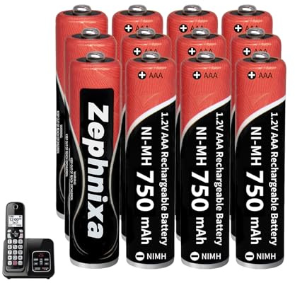 12 Pack AAA Rechargeable Battery Ni-MH 1.2V 750mAh Battery for Panasonic/BT | Pre-charged, low self-discharge, 2000 charge cycles – ideal for cordless phones, remotes, toys & more