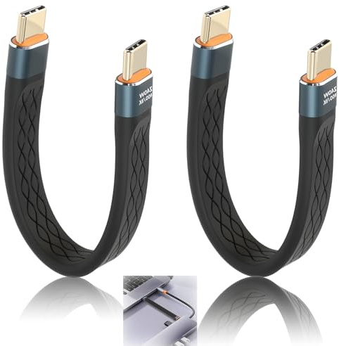 JinRuiCPeng Lot De 2 Câbles USB C Vers USB C 40 Gbps, Câble Court USB 4.0 240 W, Charge Rapide, Transfert Ultra-Rapide, Support Vidéo 8k, Plat Et Durable Pour Pc, Cable USB C