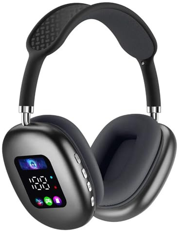 Vetrineinrete® Cuffia Bluetooth ricaricabile radio FM integrata display digitale ingressso Type-c SD AUX cuffie on-ear (Silver)