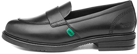 Kickers Women's Slip On Loafers Leather Shoes | Smart Everyday School Look | Easy Slip-On Style, Cushioned for All-Day Wear, Black, 8 UK