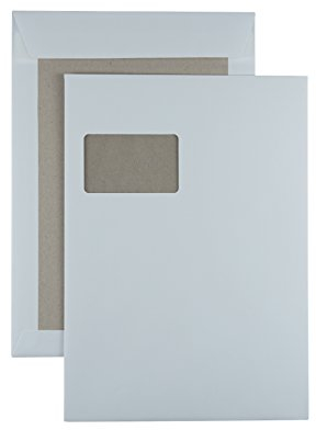 100 Papprückwandtaschen Versandtaschen C4 oder B4, haftklebend, weiß, mit Fenster (C4-229x324mm mit Fenster)