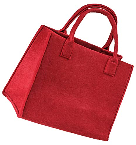 LaFiore24 Hochwertige Filztasche Einkaufstasche Damen Henkeltasche Festivalbag mittel gross rot