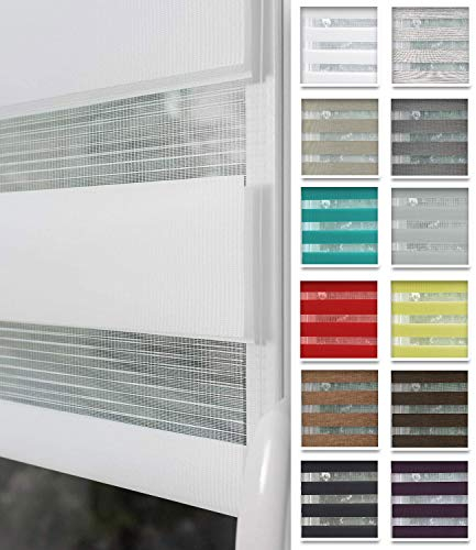 Home-Vision® DuoRollo Klemmfix, Doppelrollo ohne Bohren mit Klämmträgern, DuoRollos für Fenster und Türen (Weiß, B70cm x H150cm)
