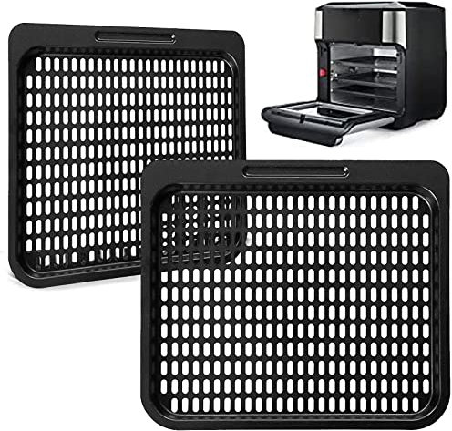 Air-Fritteusen-Kochtablett für Instant Vortex Plus 10 Quart, 2 Stück, Lebensmittelqualität, antihaftbeschichtet, Ersatzteile, Grillpfanne, Crisperplatte für Innsky 10,6 Qt Crownful 10,6 Qt Air Fryer