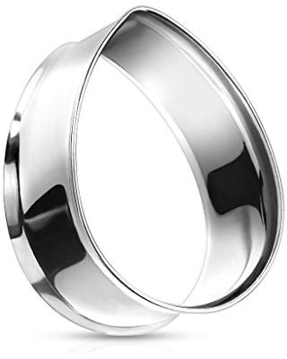 beyoutifulthings Ohr-Tunnel Tränen-Tropfen Silber Ohr-Piercing Edelstahl Ohr-Schmuck Double Flared Flesh Plug Sattel-Verschluss 22mm