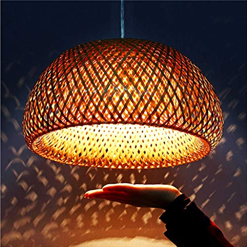 Vintage Gewebte Pendellampe Natürlichen Bambus Rattan Handgefertigten Hängelampe Kreative Hängeleuchte E27 Höhenverstellbare Pendelleuchte Restaurant Schlafzimmer Wohnzimmer Café Kronleuchter
