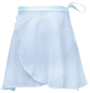 Daydance Blue Girls Ballet Wrap Skirts Sheer Chiffon Over Scarf for Dancing Leotards