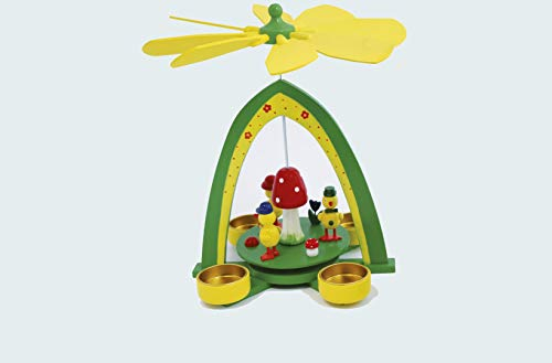 HGD Pyramide 'Kücken' - Hängende Dekoration, Holz, Ostern-Pyramide, Pastellfarben, Normal, Whimsical, Rustic, Ostern, Weihnachten