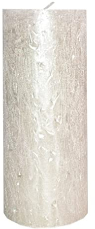 Celebration Kerze Deko Stumpenkerze Rustic metallic weiß white 70/150 (Unparfümiert)