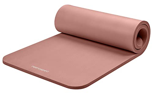 Retrospec Solana Yogamatte, 2,5 cm dick, mit Nylongurt für Damen und Herren – rutschfeste Trainingsmatte für Zuhause, Yoga, Pilates, Stretching, Boden- und Fitness-Workouts – Rose