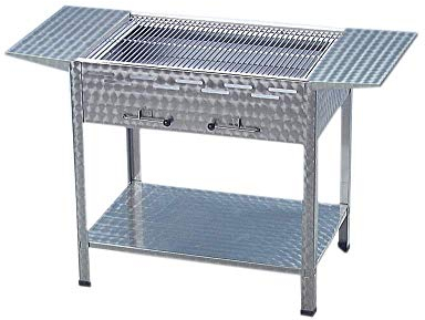 BSR-Grillen Holzkohlegrill Grill Kohlegrill aus Edelstahl 114x53x80 cm Kohlekasten Grillfläche 108x47 cm ideal für Privat Verein Catering Gastronomie (Grillrost Edelstahl zerlegbar + Seitenablagen)