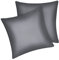 Fittia 2er-Set Satin Kissenbezug Premium Kopfkissenbezug Kissenhülle Haar- und Hautpflege Seidig mit Reißverschluss, Dunkelgrau, 40x40cm