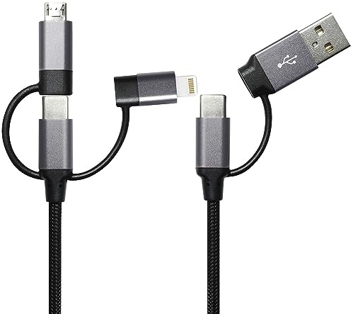 Callstel Ladekabel USB C: 6in1-Schnelllade- & Datenkabel USB-A/C zu USB-C/MicroUSB, 3A/60W, 0,3m (Ladekabel 3in1, USB-Hubs, Handy Ladestation)