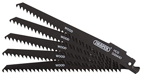 Draper 43430 Reciprocating Saw Blades for Wood and Plastic Cutting, 150mm, 6tpi (Pack of 5)