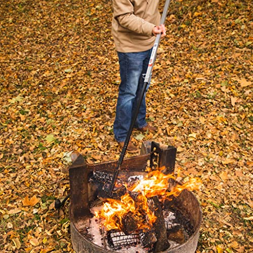 LogsFlippin - Feuerstelle für den Außenbereich (groß, 96,5 cm – 172,7 cm, verstellbare Größe), Outdoor-Feuerstelle für Feuerstelle mit Flipper-Kopf – Feuerstellen-Set, Werkzeuge und