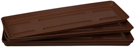 Home Garden Ornaments Sottovaso Rettangolare Marrone Scuro 36cm Diametro Set da 5 - Sottovasi Rettangolari - Sottovasi Plastica Resistente - Sottovasi per Piante da Interno (Ø36cm, Marrone Scuro)