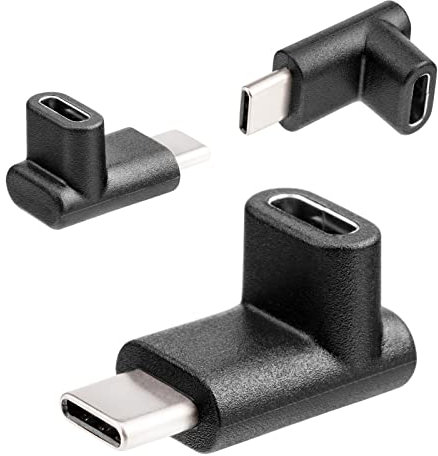 HB-DIGITAL USB-C 3.1 Adapter 90º Winkel oben/unten USB Type-C Stecker (männlich) auf USB Type-C Buchse (weiblich) Kupplung PVC C-plug C-socket Übergang Drucker PS4 PC Laptop Festplatte Ladegeräte