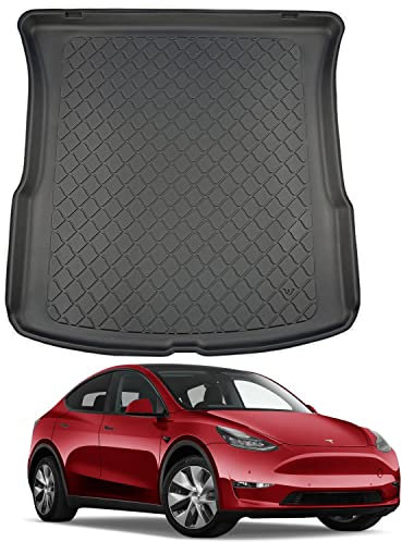 NOMAD Tesla Model Y (2021+) Boot Liner Premium Tailored Fit Car Floor Mat Protector Easy Install Non Slip Thermoplastic Waterproof Dog & Pet Friendly Raised Edges Compatible Custom Fit Accessory
