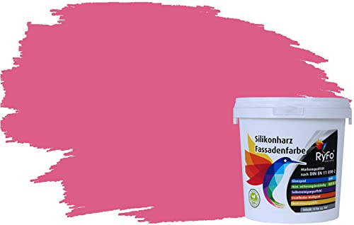 RyFo Colors Silikonharz Fassadenfarbe Lotuseffekt Trend Pink 1l - bunte Fassadenfarbe, weitere Violett Farbtöne und Größen erhältlich, Deckkraft Klasse 1