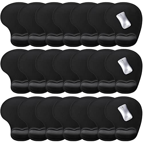 20 Pieces Mouse Pad with Wrist Support Gel Mouse Pad with Wrist Rest Black Pain Relief Comfortable Gaming Mouse Pad with Non Slip Pu Base for Computer Laptop Desk Home Office Travel