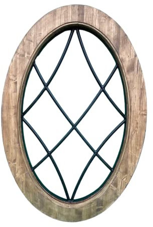 VENTANA OJO DE BUEY DE MADERA CON REJA