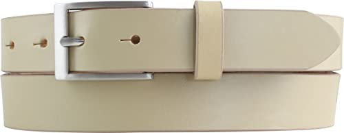 Kinder-Gürtel aus Vollrindleder 3 cm | Leder-Gürtel für Jungen Mädchen 30mm | für Jeans, Anzug, Kleid, Rock | Beige 55cm
