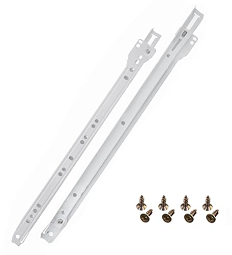 HELPMATE Rollschubführung 400 mm 1 Paar 2er Set Schiene Schubladenschiene Schubladenauszug Schienensystem Schublade Teilauszug weiß inkl. Befestifungsmaterial