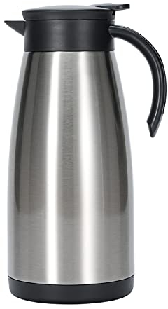Olerd 1L Insulated Tea Pot, Stainless Steel Flask, One-Handed Using, Double-Walled Vacuum Jug, Carafe for Tea, Water, Drink (Silver)