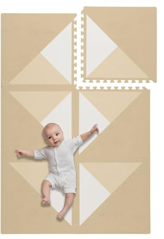 Toddlekind Baby-Puzzlematten, 6-TLG. inkl. Rand, ungiftige Schaumstoffmatten, für Bauchzeit und Krabbeln, 60 × 60 cm je Teil, Gesamtfläche: 120 x 180 cm, Kyte, Wheat