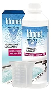 Metacril Idronet + Vaso Medidor Graduado, Limpiador Específico para Bañeras de Hidromasaje y Spas, No Espuma, Limpia y Desengrasa - 500 ML