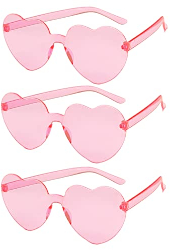 Jxuane 3 Pack Heart Shaped Sunglasses Ladies FashionRimless SunglassesVintage Love Heart Sunglasses for Pink Eyewear Shopping BeachOutdoor Party