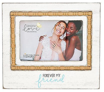 Pavilion Gift Company - Forever My Friend - Cornice in legno MDF con finiture decorative - Contiene foto orizzontali da 15,2 x 10,2 cm, cornice in legno bianco lavato, cornice Bestie Frame, regalo