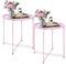 Garden 4 you Table d'appoint pliante rose en métal, Petit Meuble, Petite table d'appoint ronde, table d'appoint pliable, plateau de table d'appoint, table d'appoint ronde, à côté de la table de canapé