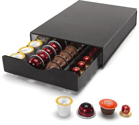 SYSYLY Kapselhalter für Dolce Gusto|Vertuo Kapseln,Kapselschublade Kapselspender Kapselständer aus Metall | Organizer zur Aufbewahrung von Kaffee Kapseln.