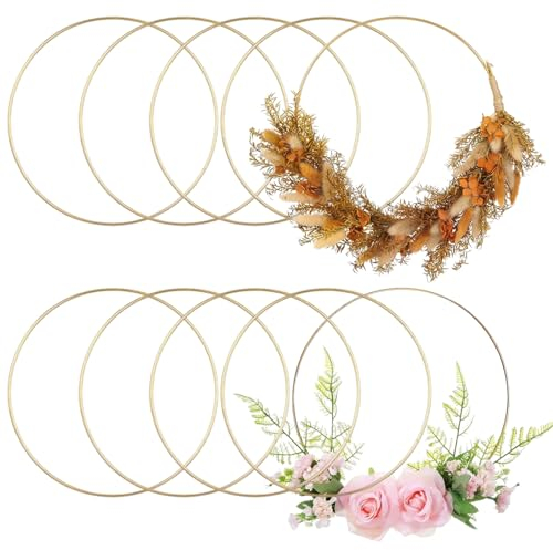 Ormromra 10 Stück Metallringe Kranz Rahmen, 10cm Floral Hoop, Traumfänger Metallring, Craft Hoop Ringe für DIY Floral, Wandbehang, Blumenkranz Makramee, Deko, Hochzeitskranz