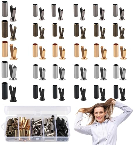 50 Sets Kordelenden Metall, 5 Farben Kordel Endstück Metall Qualitätslegierungen Kordelstopper Metall, Schnüre Ende Metall für Schnürsenkelspitzen Toe Hoodie DIY-Reparaturen Schnürsenkel