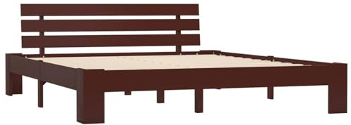 Gecheer Bettgestell, Bettrahmen, Doppelbett, modern, aus Kiefernholz, Dunkelbraun, 160 x 200 cm, Doppelbett 160 x 200 cm, modernes Bett, Bett aus Holz, weißes Bett, Bett mit Lattenrost
